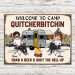 Camping Custom Metal Sign Welcome To Camp Quitcherbitchin Personalized Gift