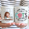Cat Mom Custom Mug I Work Hard So My Cats Have A Better Life Personalized Gift Cat Dad