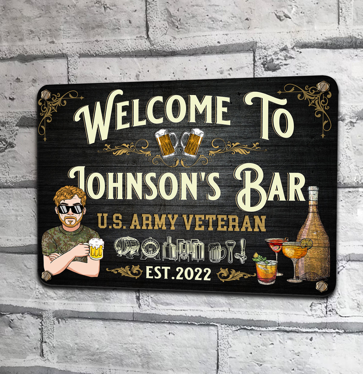 Veteran Custom Metal Sign Welcome To My Bar Personalized Gift