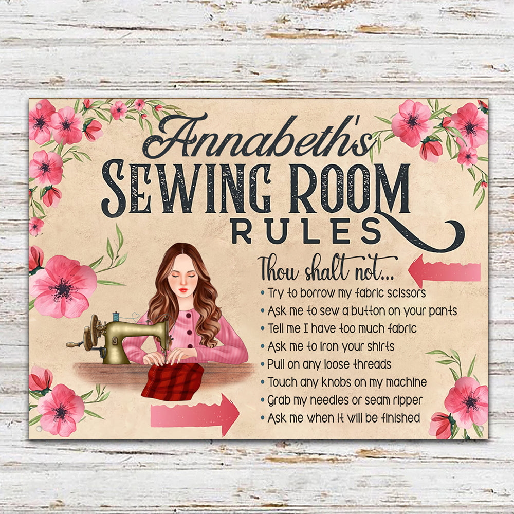  Flowers Sewing Machine Metal Sign for Sewing Room