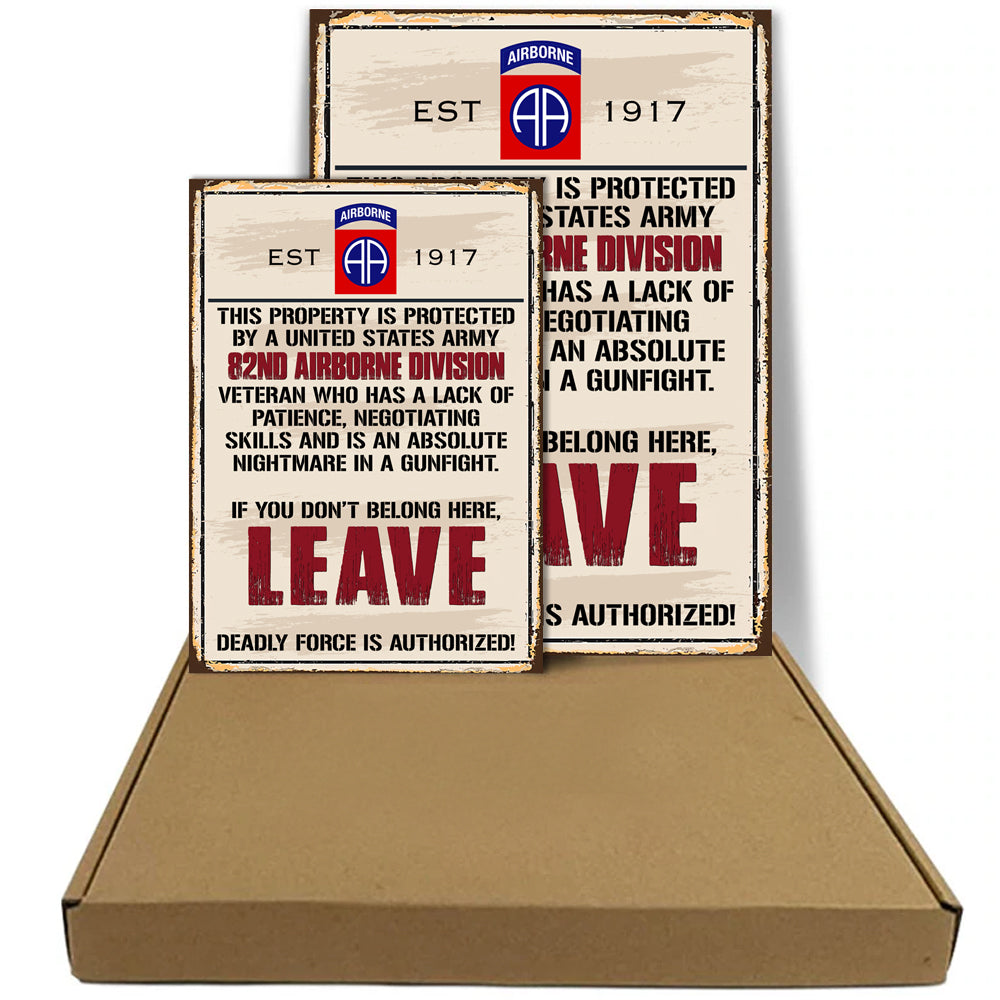 Veteran Custom Metal Sign This Property Is Protected By An Airborne Veteran Personalized Gift