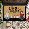 Cat Custom Doormat Welcome To Our Home The Human Just Live Here With Us PErsonalized Gift