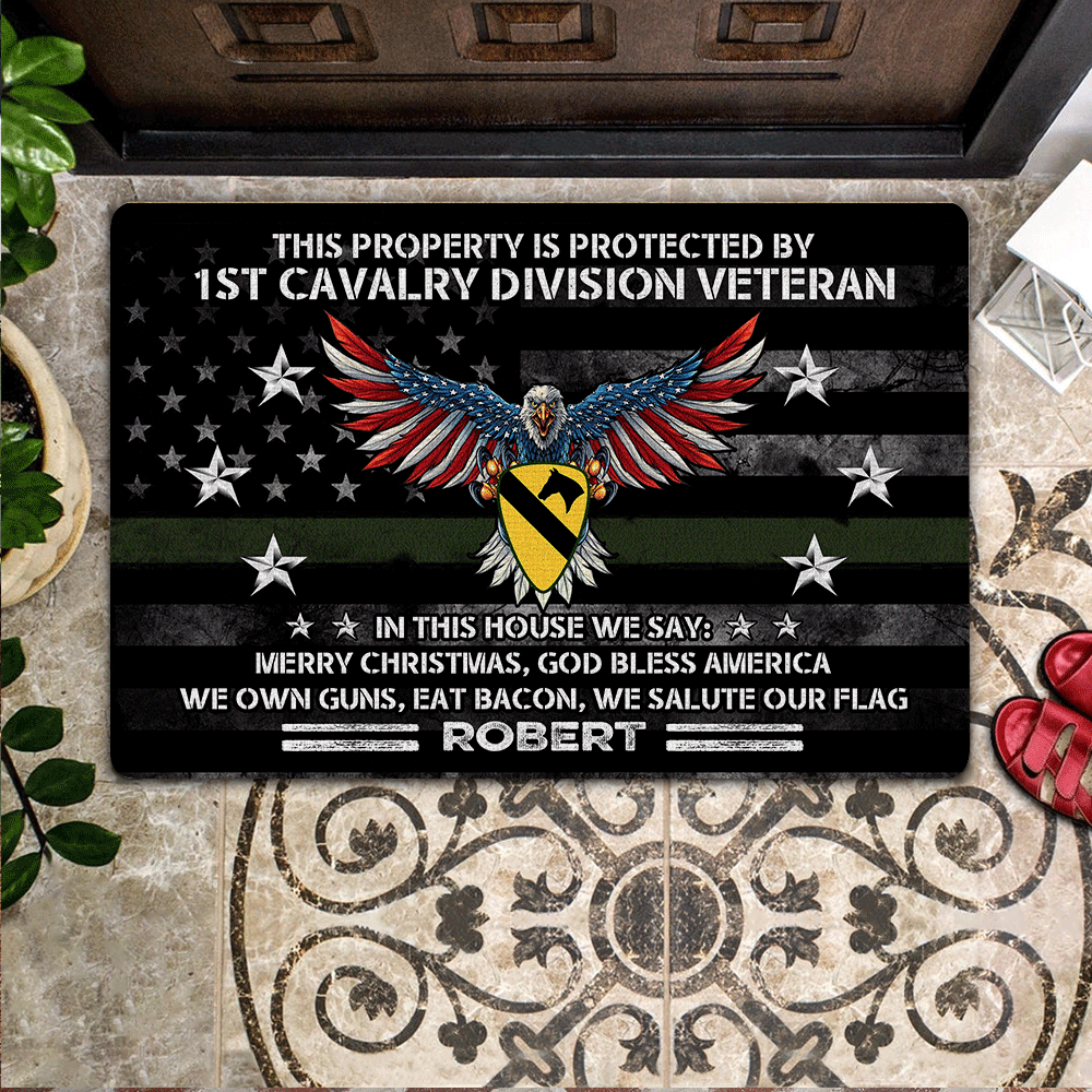 Veteran Custom Doormat This Property Is Protected By U.S Veteran Personalized Gift