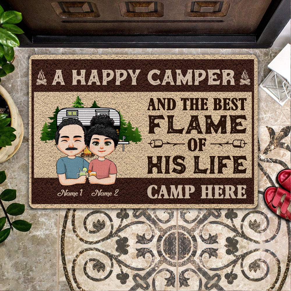 Buy: Happy Campers Personalized Doormat Art Camping