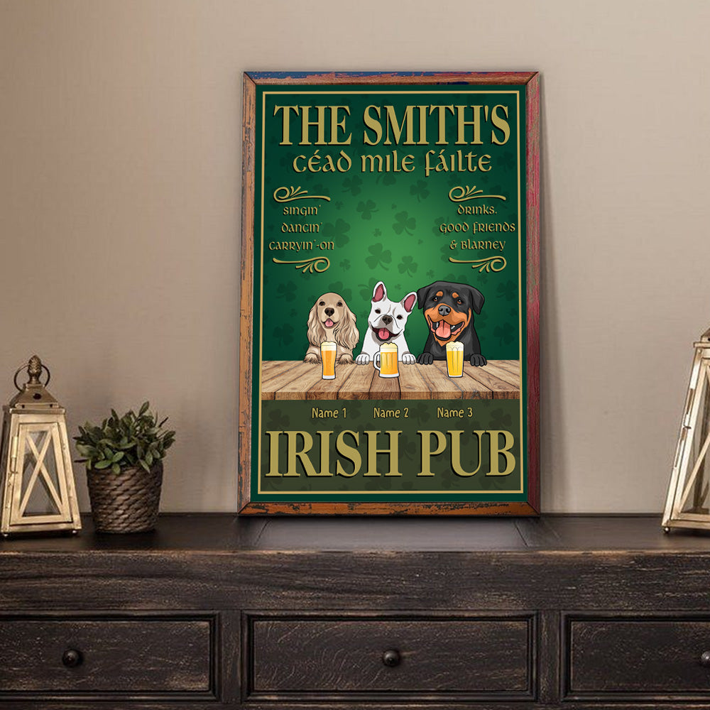 Dog Custom Poster Irish Pub Cead Mile Failte Patrick's Day Personalized Gift