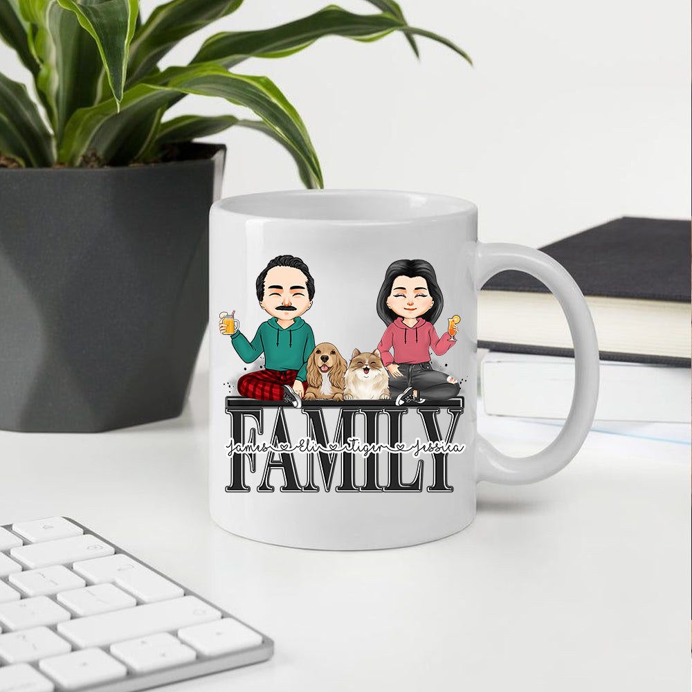 Couple Custom Mug Family With Pet Personalized Gift