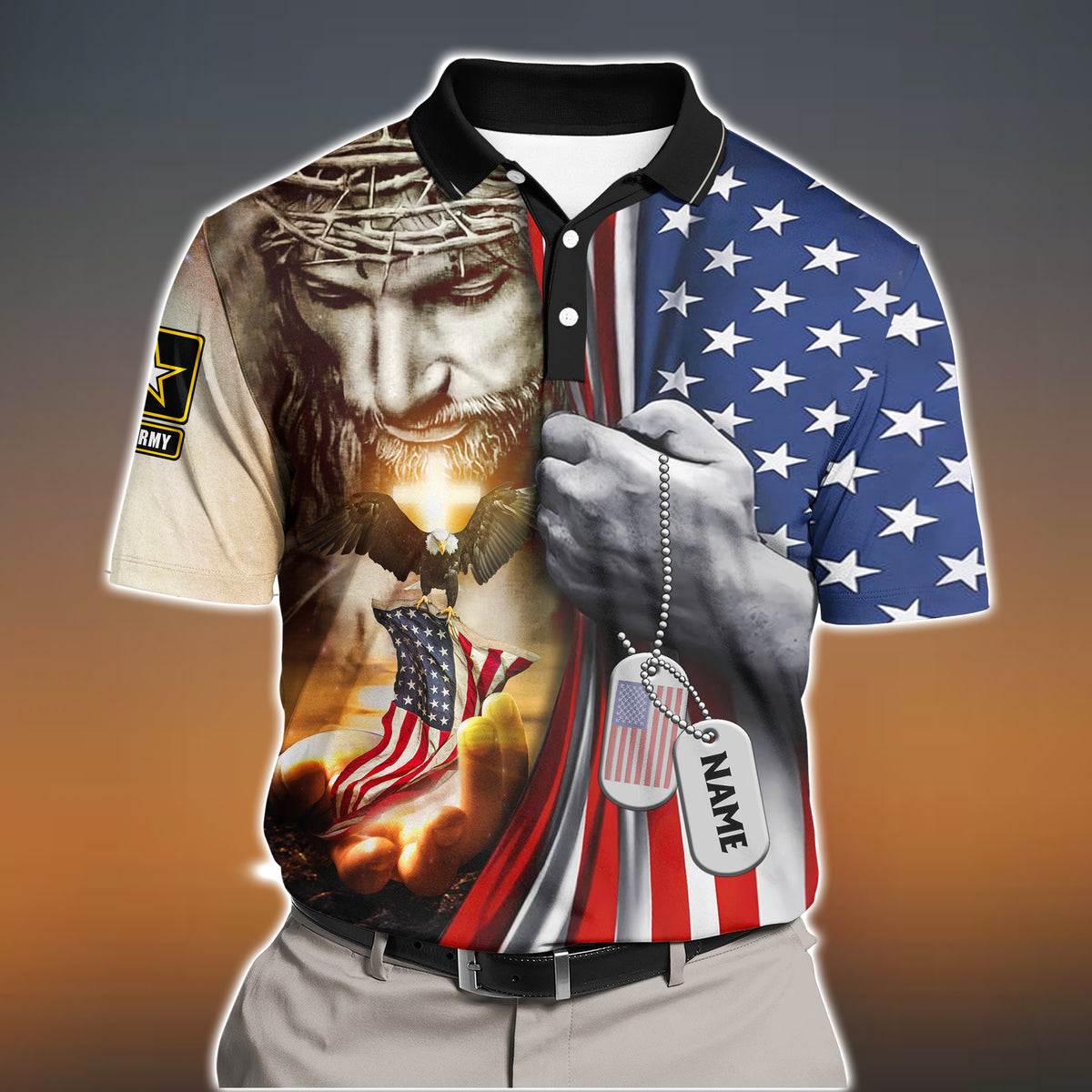 Veteran Custom Polo Shirt One Nation Under God Personalized Gift for Memorial Day