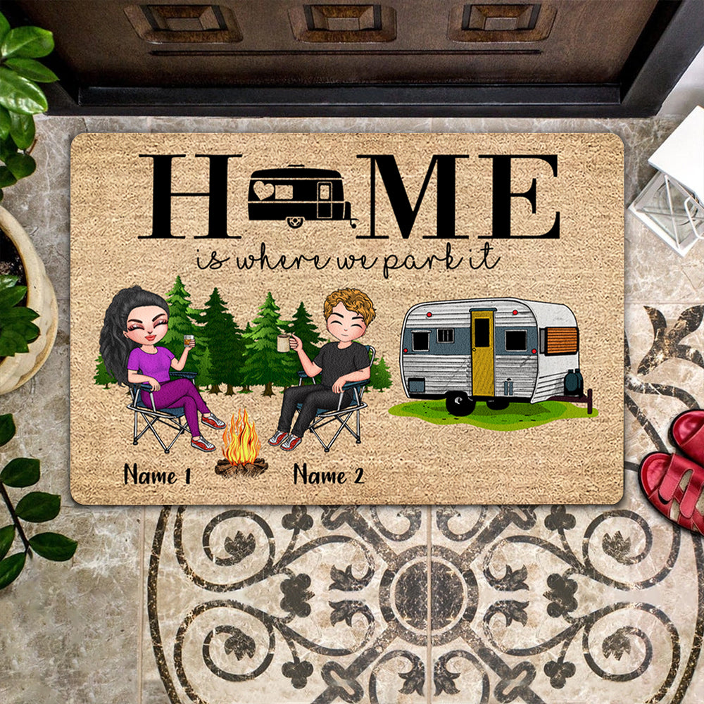 Camping Custom Doormat Home Is Where We Park It Personalized Gift