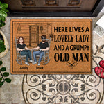 Married Couple Custom Doormat Here's Live A Lovely Lady And Grumpy Old Man Personalized Gift