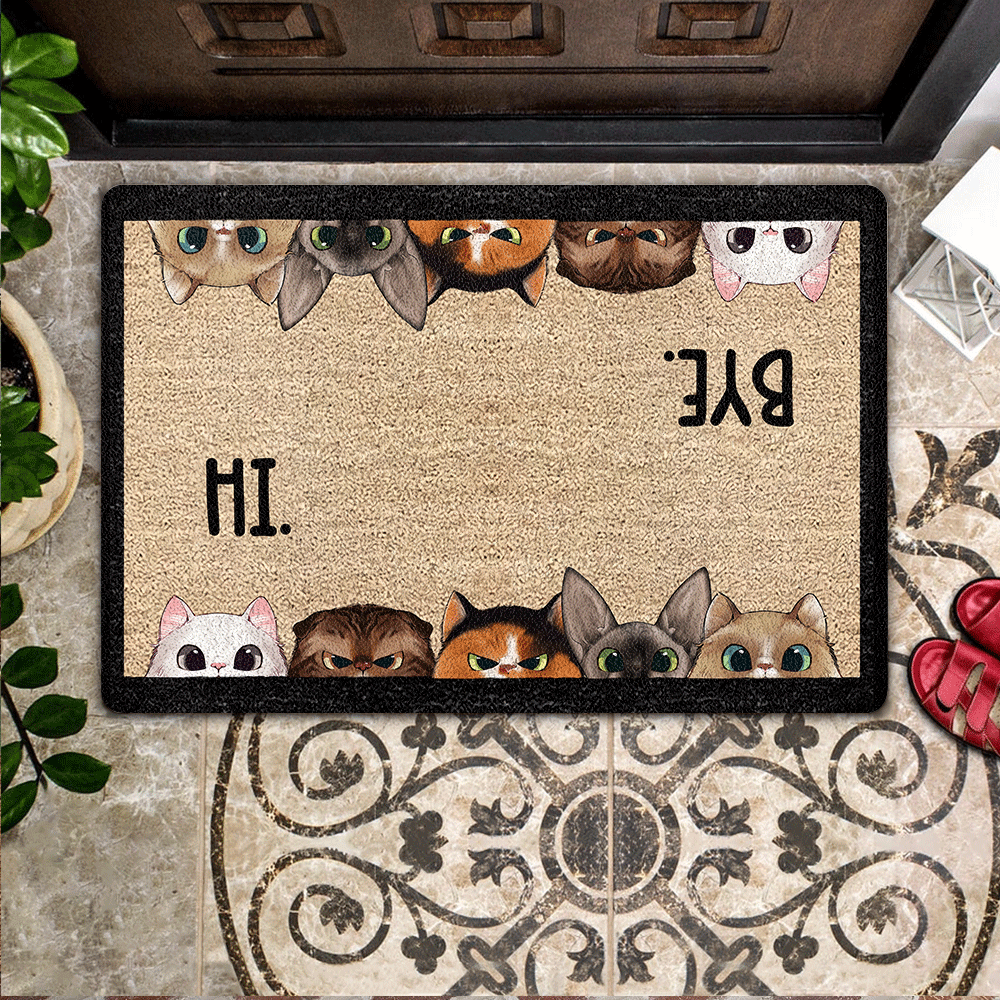 Cat Custom Doormat Hi Bye Doormat Personalized Gift