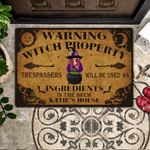 Witch Custom Doormat Warning Witch Property Personalized Gift for Halloween