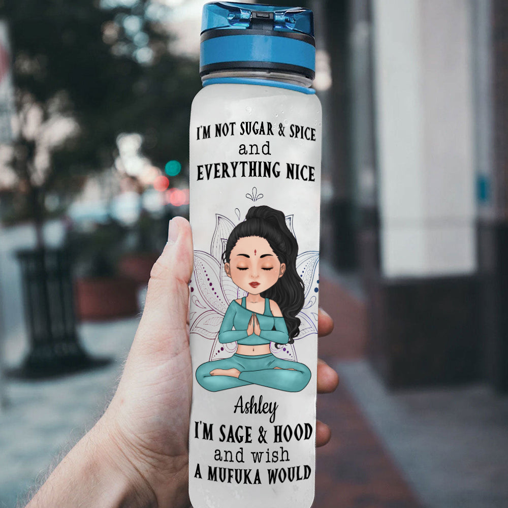 Yoga Custom Tracker Bottle I'm Sage Hood I Am Divine Connected Expressive Personalized Gift