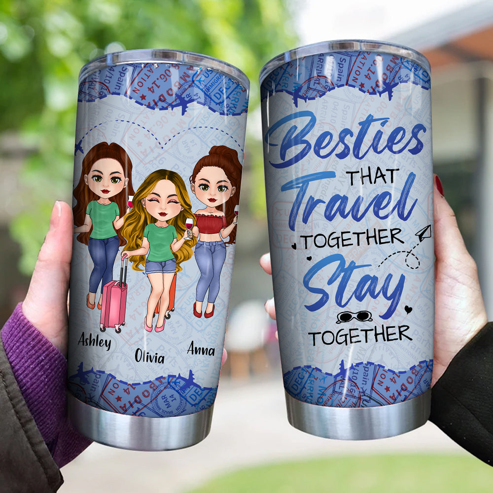 Bestie Custom Tumbler Travel Together Stay Together Personalized Best Friend Gift