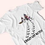 Cat Mom Custom Shirt Crazy Cat Witch Halloween Personalized Gift