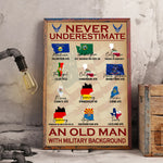 Veteran Custom Poster Never Underestimate An Old Man With Military Background Personalized Gift