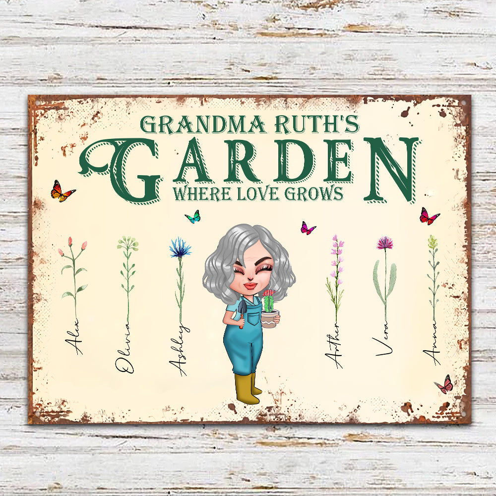 Gardening Custom Sign Grandma's Garden Where Love Grows Personalized Gift