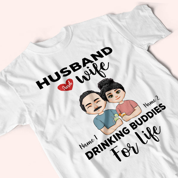 Personalized T Shirt Couple Chibi Drinking Buddies For Life - Personalized Custom T Shirt – The Next Custom Gift Gift For Wife