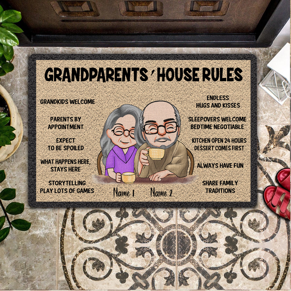 Grandparents Custom Doormat House Rules Personalized Gift