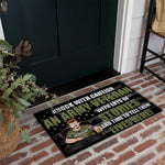 Veteran Custom Doormat Knock With Caution A Veteran Lives Here Personalized Gift