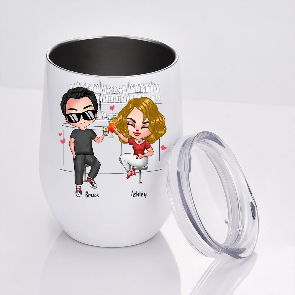 Couple Custom Wine Tumbler Drunk In Love Personalized Gift For Him Her