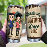 Hiking Couple Custom Tumbler Adventuring Together Since Personalized Gift