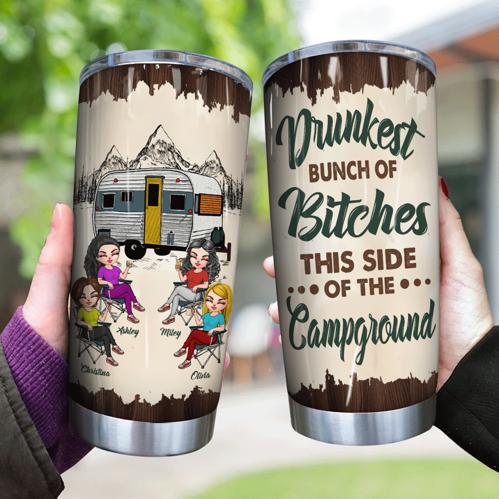 Camping Custom Wine Tumbler Are We Drunk Bitch We Might Be