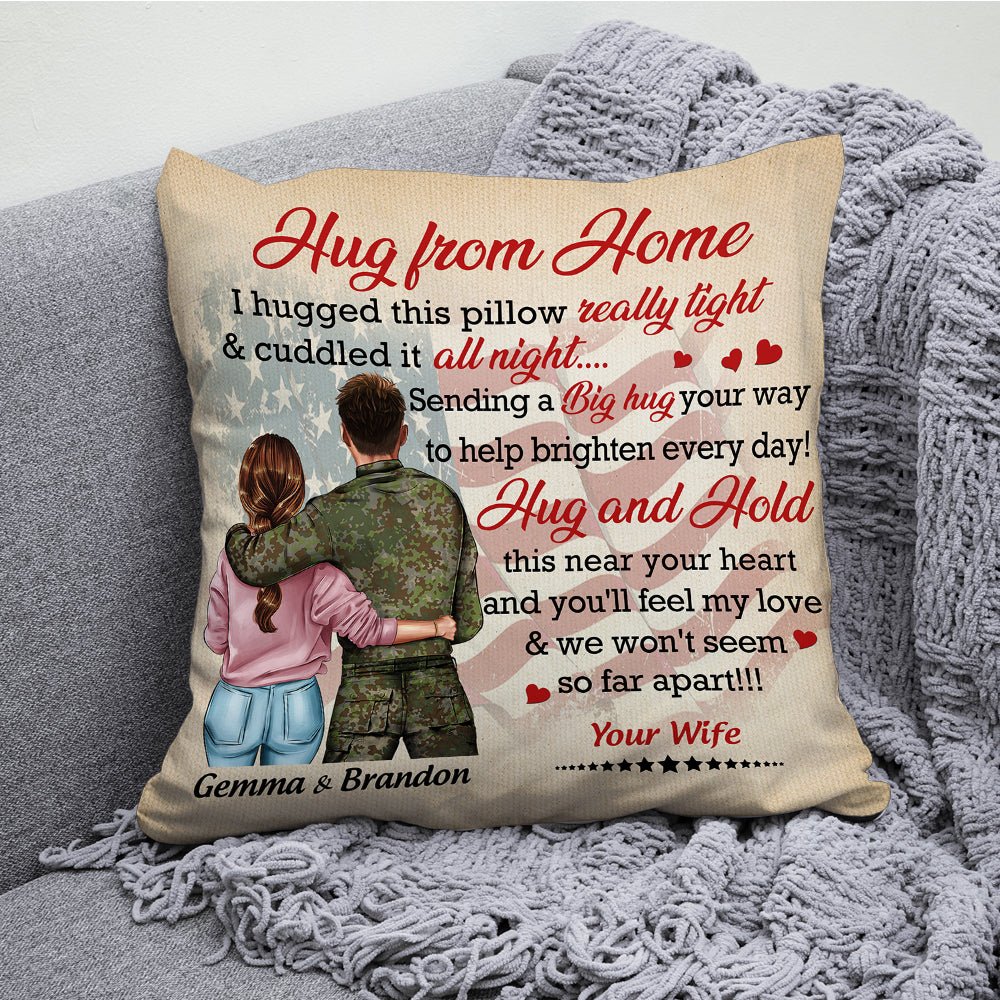 Military Couple Custom Pillow Hug From Home Personalized Gift