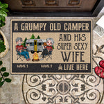 Camping Custom Doormat A Grumpy Old Camper And His Super Sexy Wife Live Here Personalized Gift