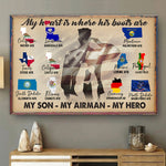 Veteran's Mom Custom Poster My Heart Is Where His Boots Are Personalized Gift