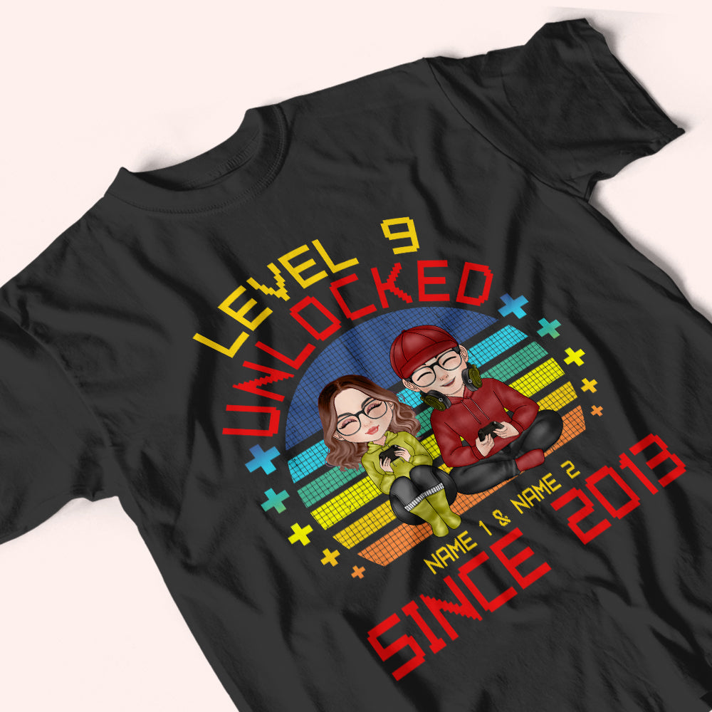 Gamer Couple Custom Shirt Level Unlocked Together Since Personalized Gift