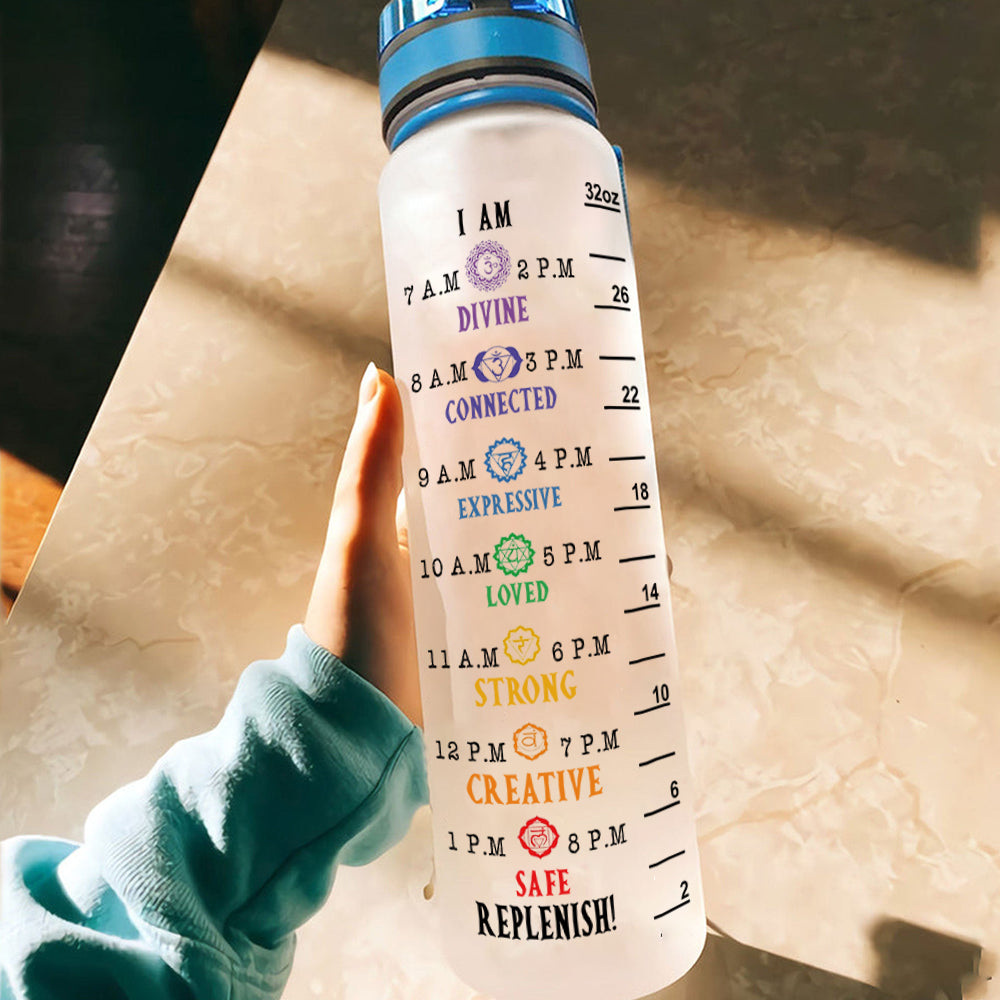 Yoga Custom Tracker Bottle I Am Divine Connected Expressive Personalized Gift