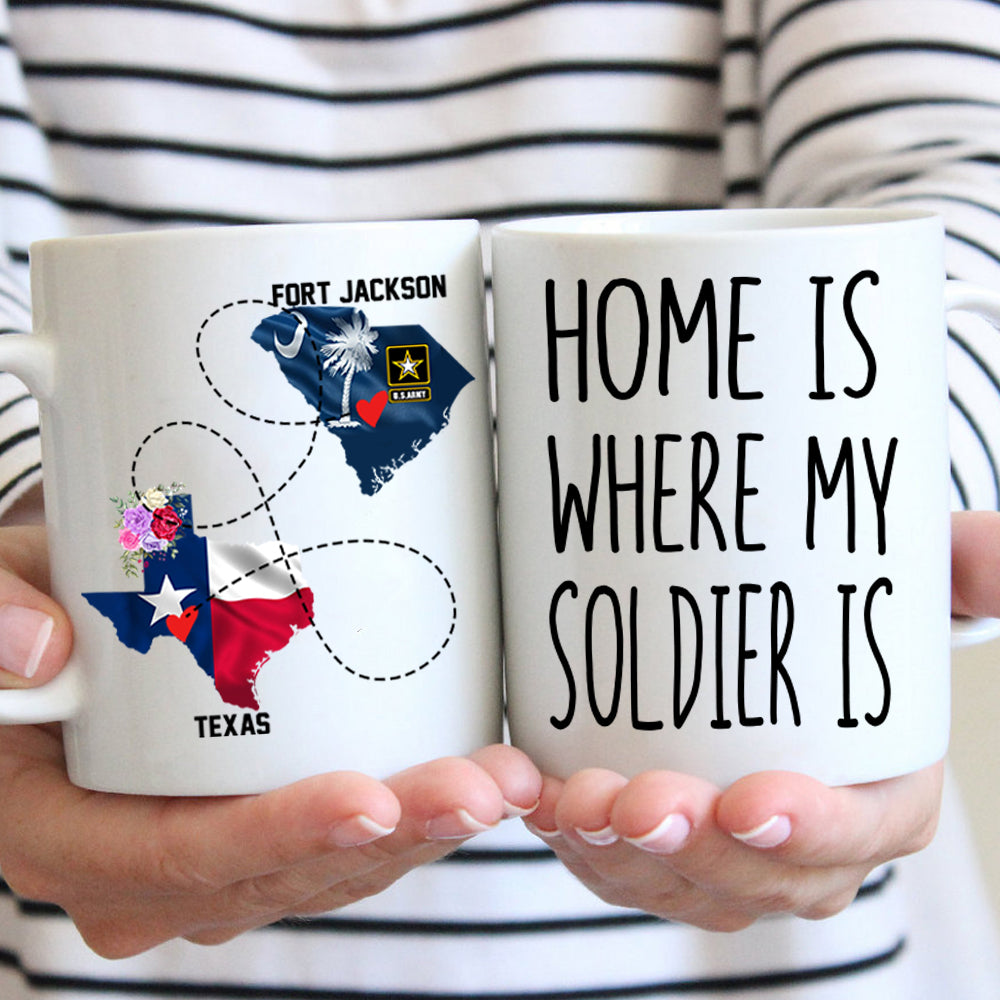 Veteran's Mom Custom Mug Home Is Where My Soldier Is Personalized Gift