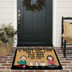 Cat Custom Doormat A Crazy Cat Lady And A Grumpy Old Man Live Here Personalized Gift