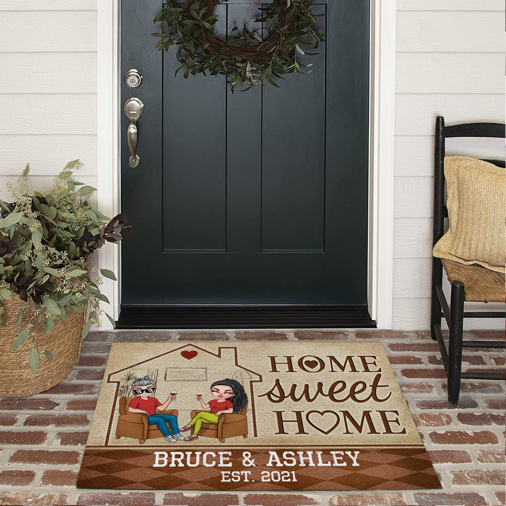 Couple Custom Doormat Home Sweet Home Personalized Gift