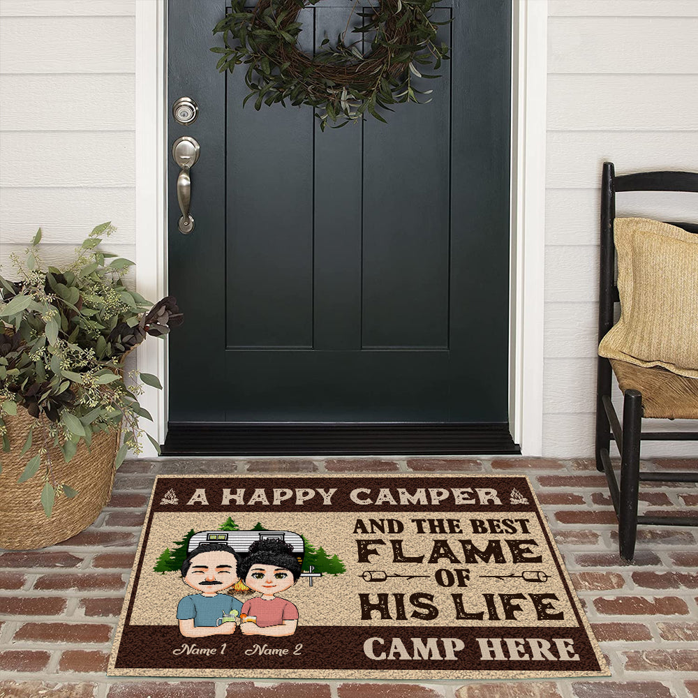  Camping Gift, Camping Welcome Mat, Custom Door Mat, Personalized Doormat, Camper Decor, Camper Doormat, Happy Camper, Cute