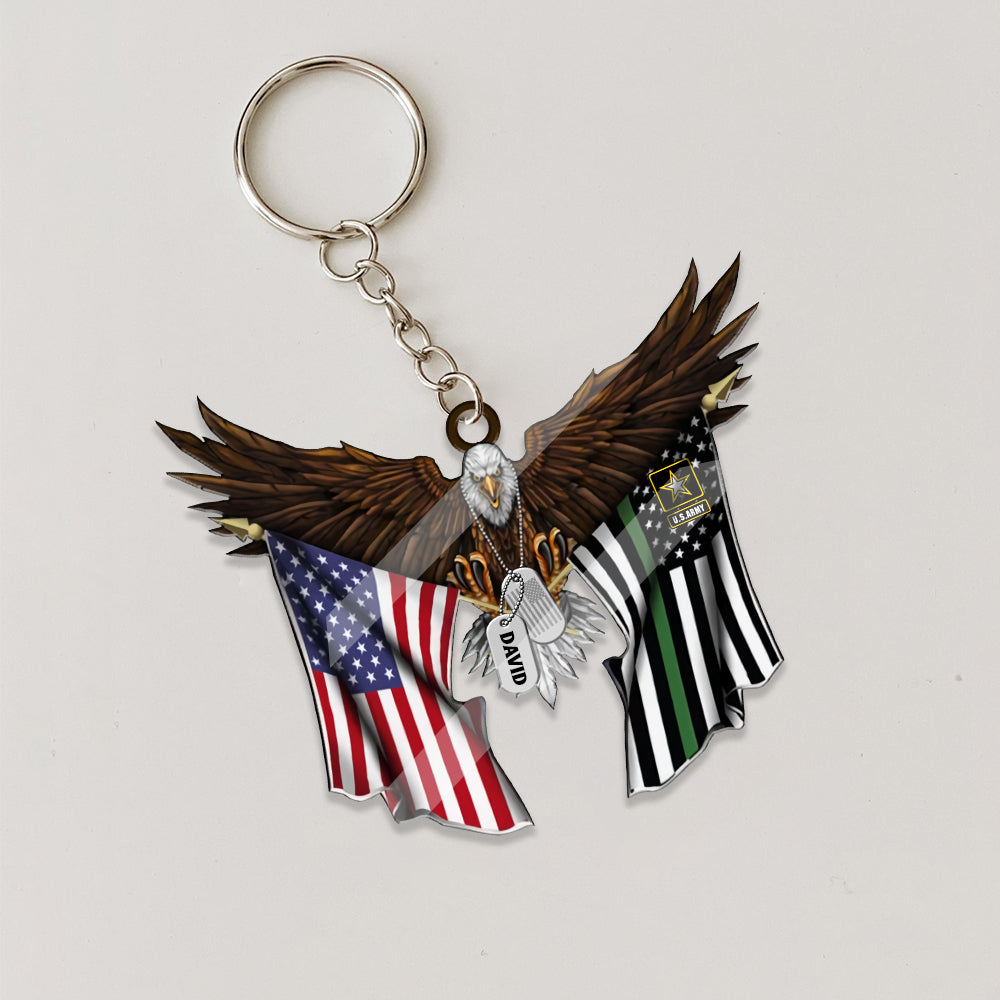 Veteran Custom Keychain Eagle Flag Personalized Gift