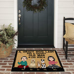 Dog Custom Doormat A Crazy Dog Lady And A Grumpy Old Man Live Here Personalized Gift