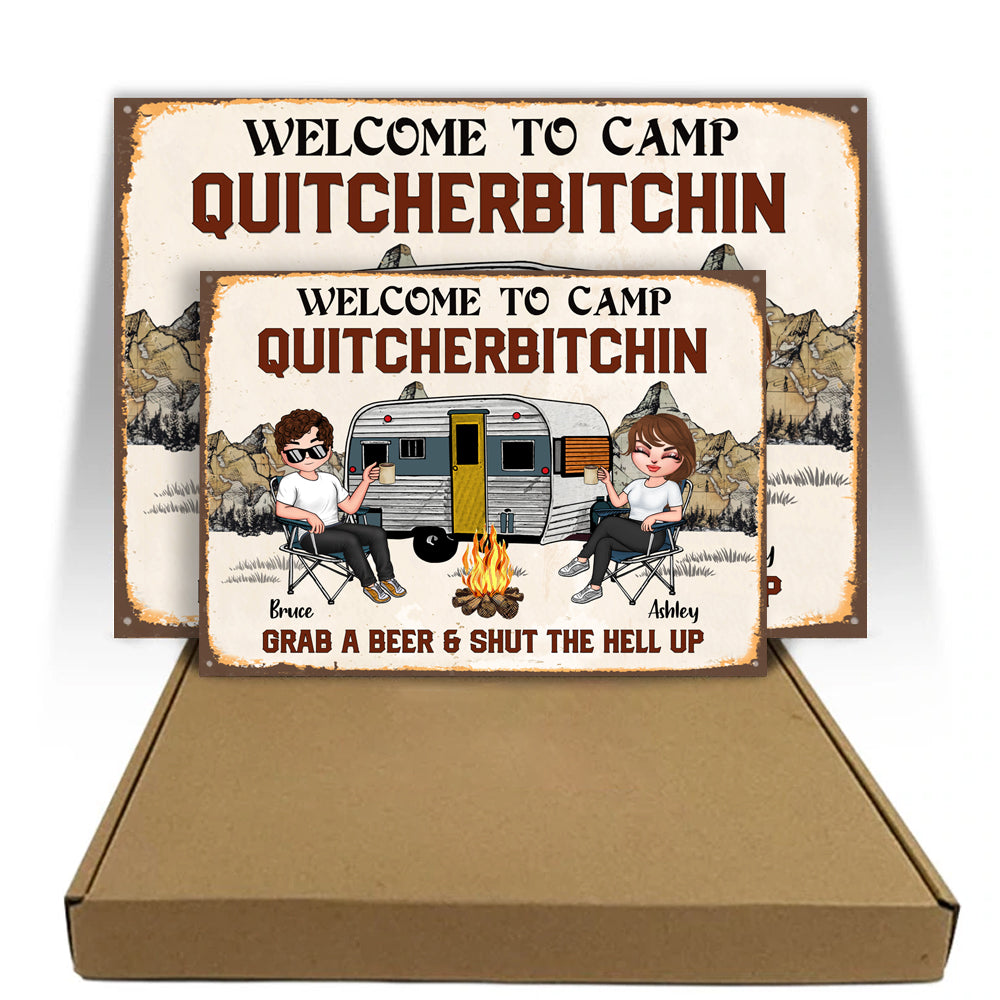 Camping Custom Metal Sign Welcome To Camp Quitcherbitchin Personalized Gift