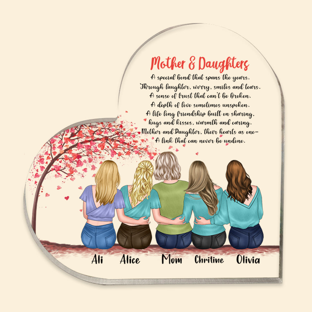 Mother Daughter Custom Heart Shaped Acrylic Plaque It's A Special Bond Personalized Gift