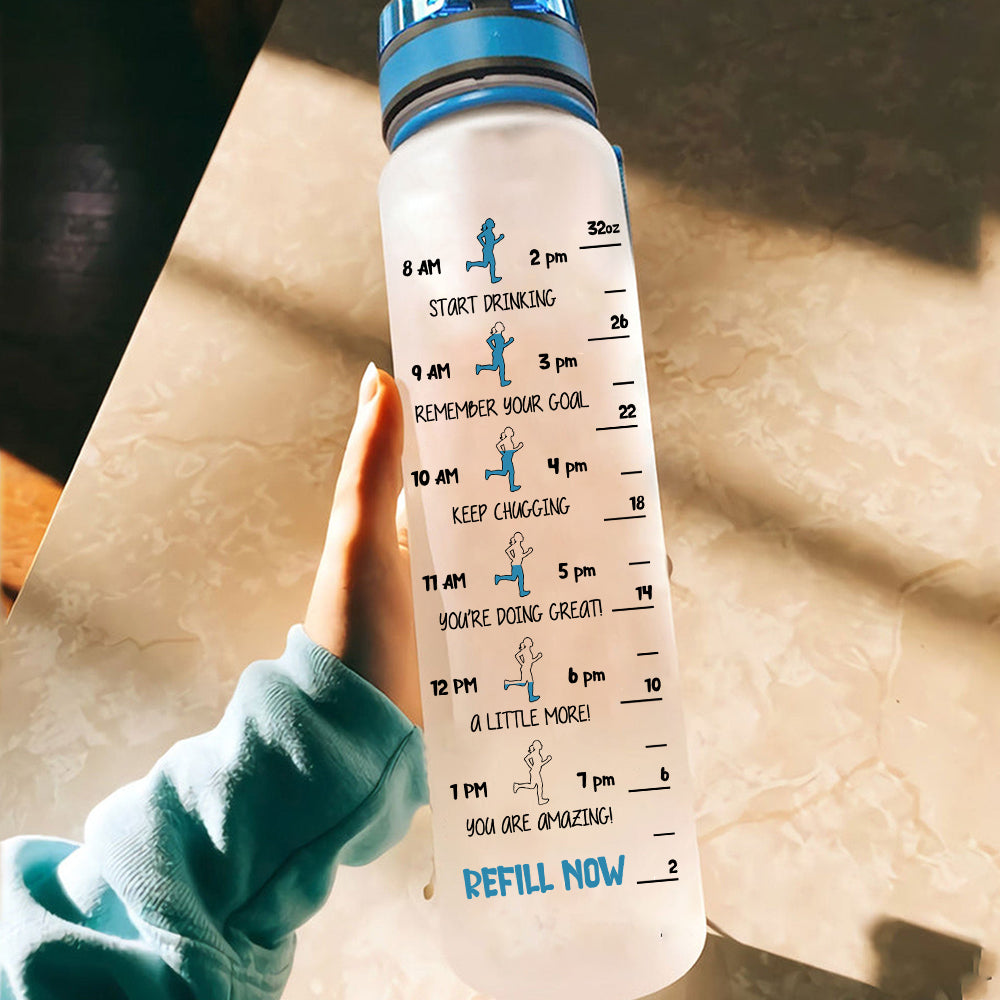 Running Girl Custom Tracker Bottle Running And Drink Too Much Personalized Gift