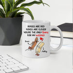 Couple Custom Mug Roses Are Red You're The Only Buns For My Wiener Funny Personalized Gift For Her