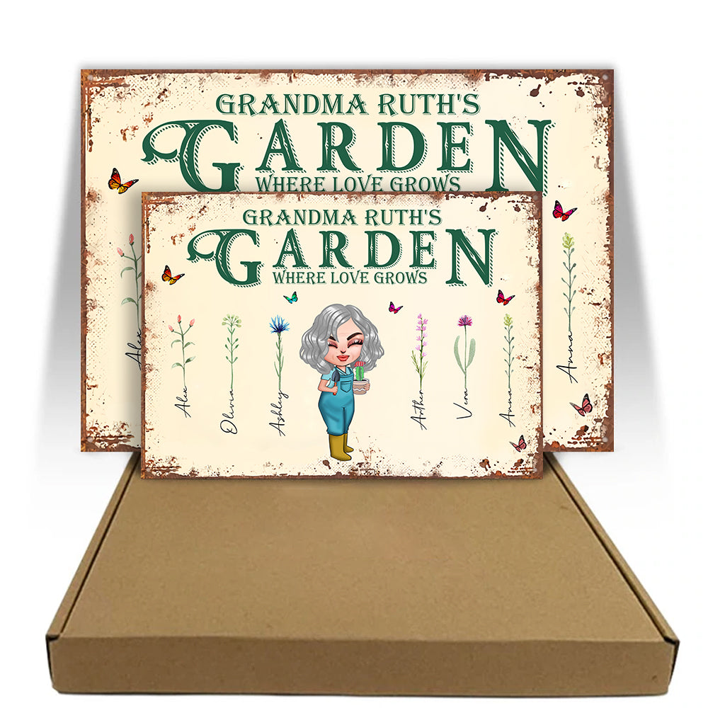 Gardening Custom Sign Grandma's Garden Where Love Grows Personalized Gift