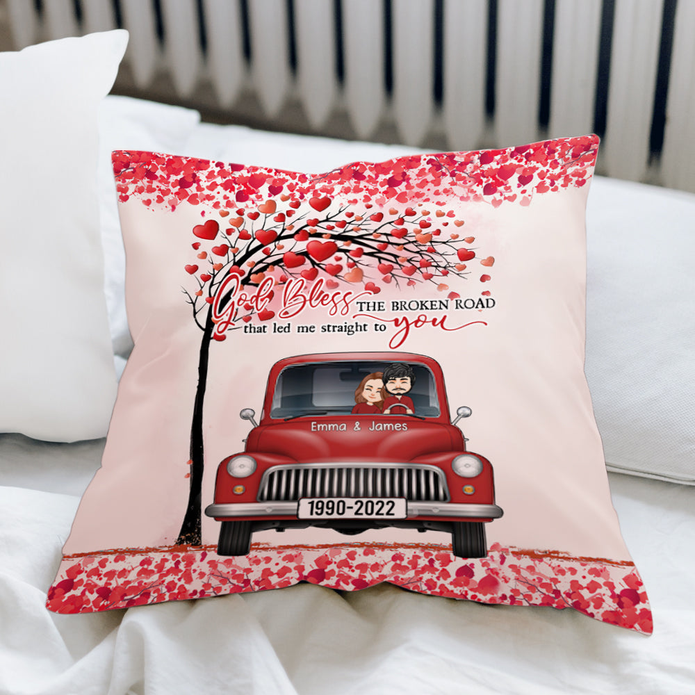 Couple Custom Pillow God Blessed The Broken Road That Led Me Straight To You Personalized Gift