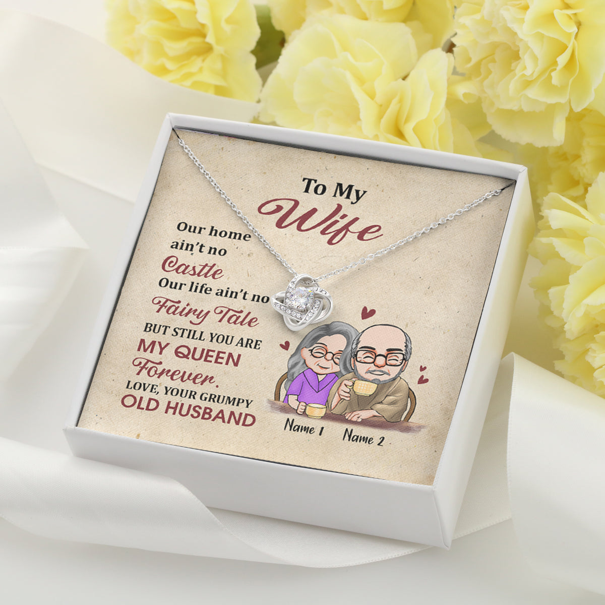 Couple Custom Love Knot Necklace You're My Queen Forever Personalized Gift For Her