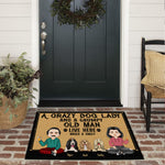 Dog Custom Doormat A Crazy Dog Lady And A Grumpy Old Man Live Here Personalized Gift