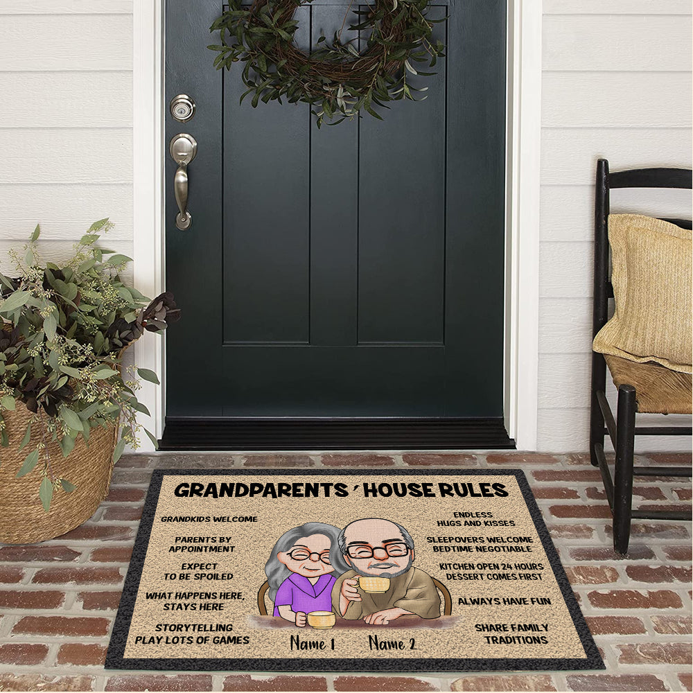 His Garage Rules Personalized Doormat