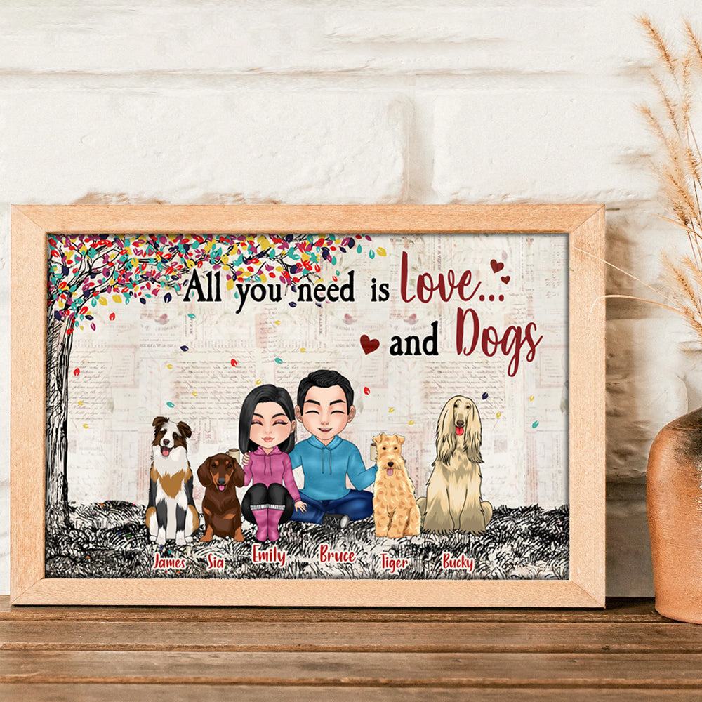 Couple Custom Poster All You Need Is Love And Dogs Personalized Gift For Dog Lover