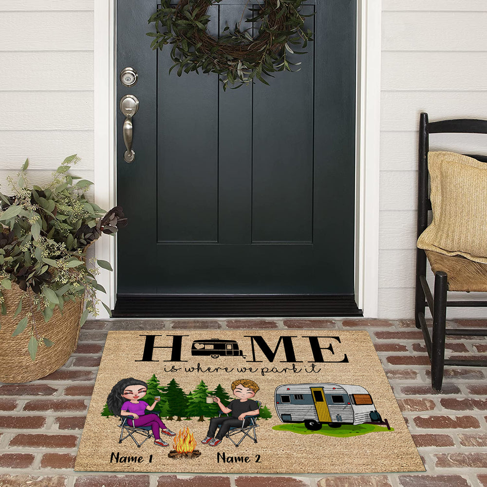 Camping Custom Doormat Home Is Where We Park It Personalized Gift