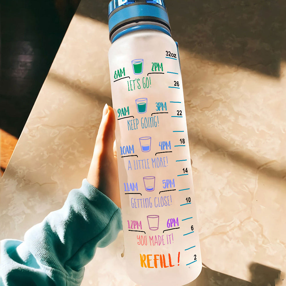 Gym Custom Tracker Bottle Muscle Up Buttercup Drink Your Effing Water Personalized Fitness Gift