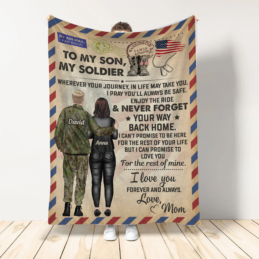 To My Soldier Custom Blanket Letter Personalized Gift